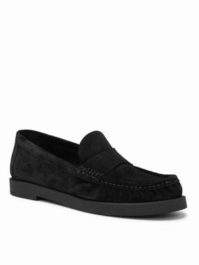 STUART WEITZMAN BLACK SUEDE BLAKE ROUND TOE PENNY LOAFER 9 B